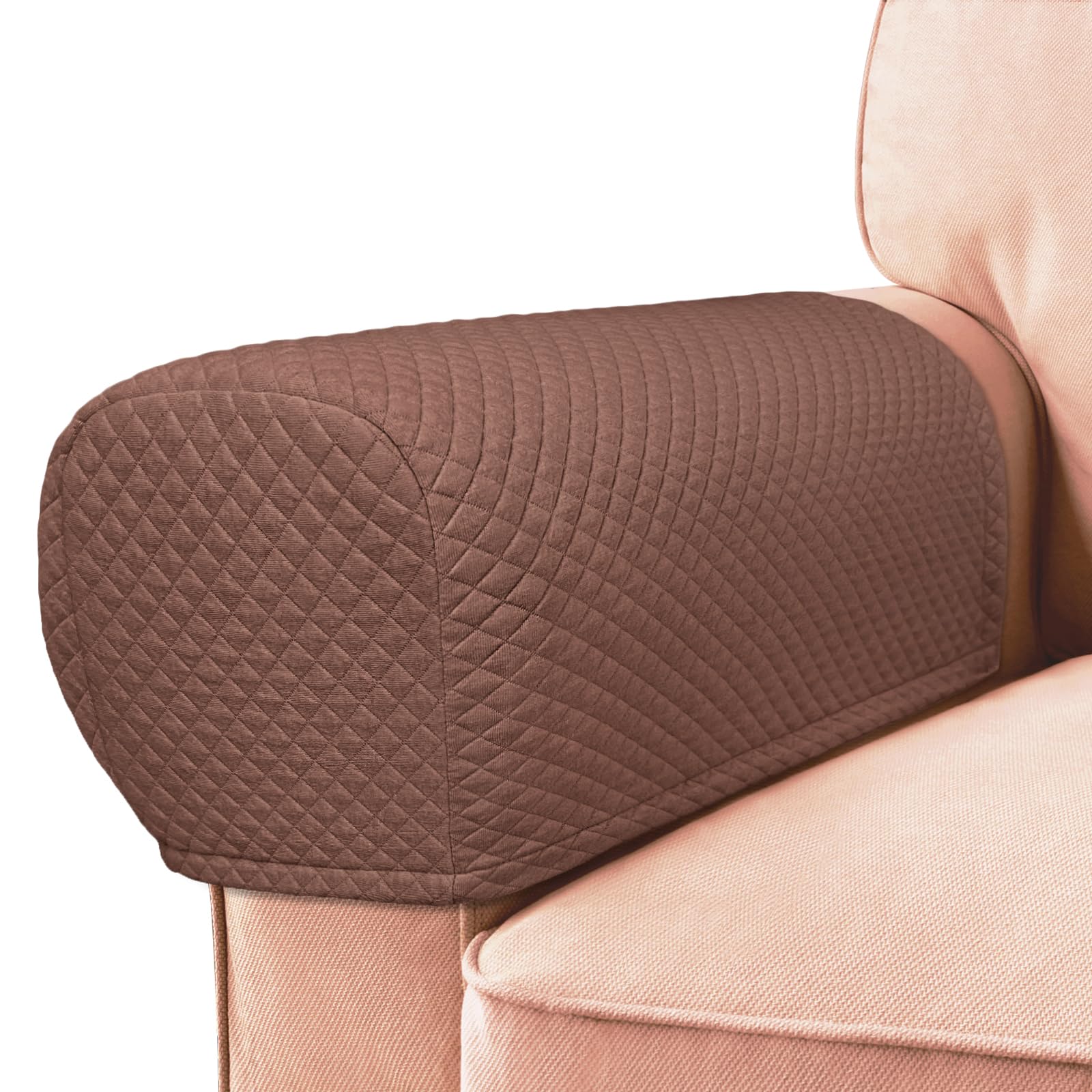 Photo 1 of Roytub Couch Arm Covers, Sofa Arm Covers, Stretch Armrest Cover for Sofa, Armchair, Loveseat, Recliner, Sofa armrest Cover, Arm Chair Covers Set of 2 (Medium, Brown)