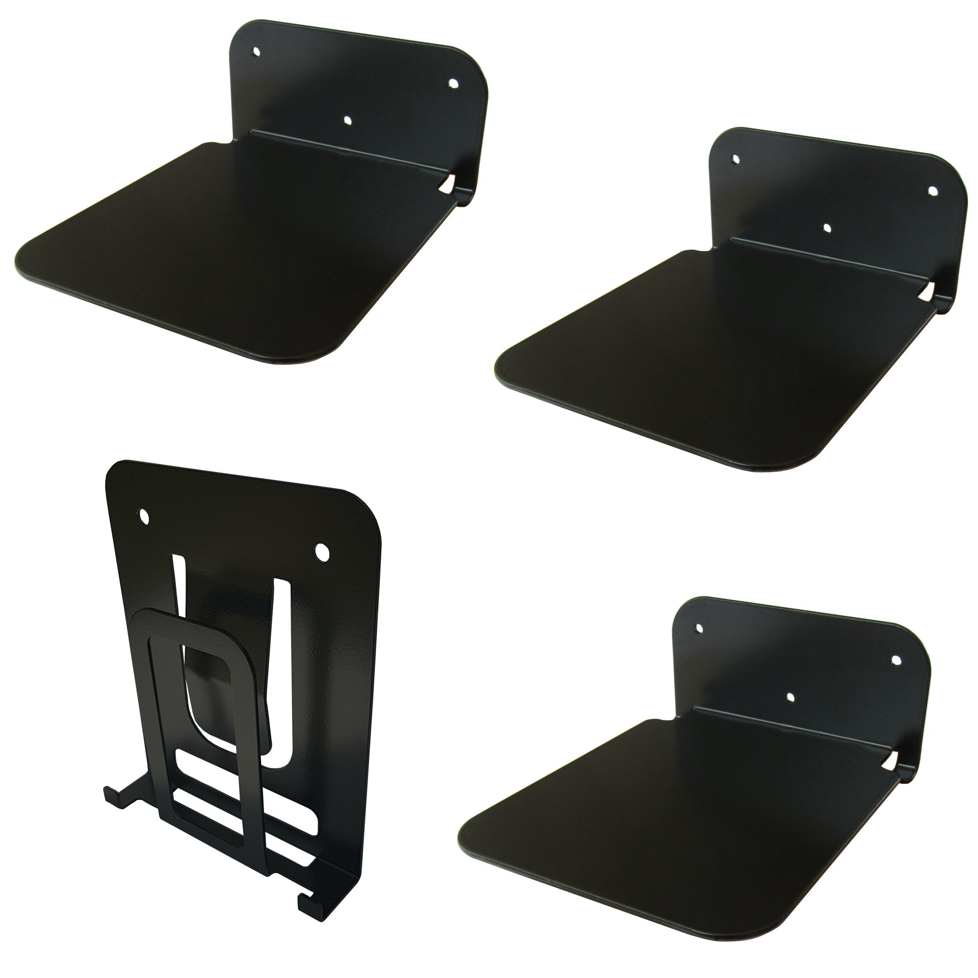 Galleksa Invisible Vertical Concealed Floating Metal Bookshelf Wall Mounted Storage for Home Room Creative Decoration Book Display Black (3 + 1xVertical)