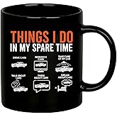 Panvola Things I Do In My Spare Time Car Gifts For Men Women New Drivers Boyfriend Dad Husband Car Lovers Mechanic Collector Ceramic Coffee Mug 11 oz White (Black, 11 oz)