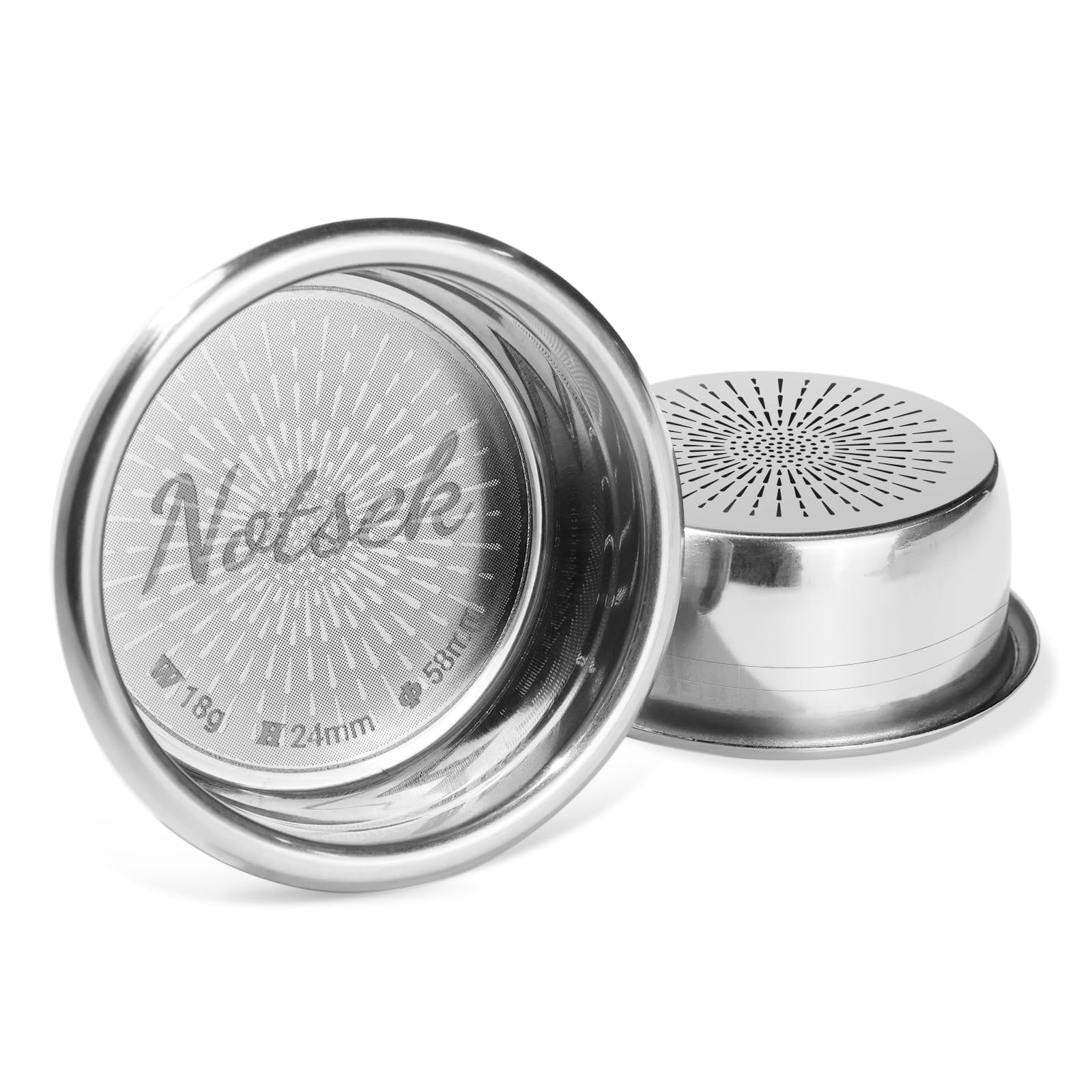 NOTSEK 58mm Precision Filter Basket for Double Espresso, 304 Stainless Steel, 58mm Portafilter (H24)