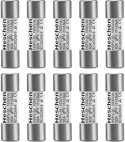 HQRP 2-Pack Solar PV Fuse 30A 1000VDC, CFPV-1038 GPV Type, 10x38mm, Replacement For Littelfuse SPF010