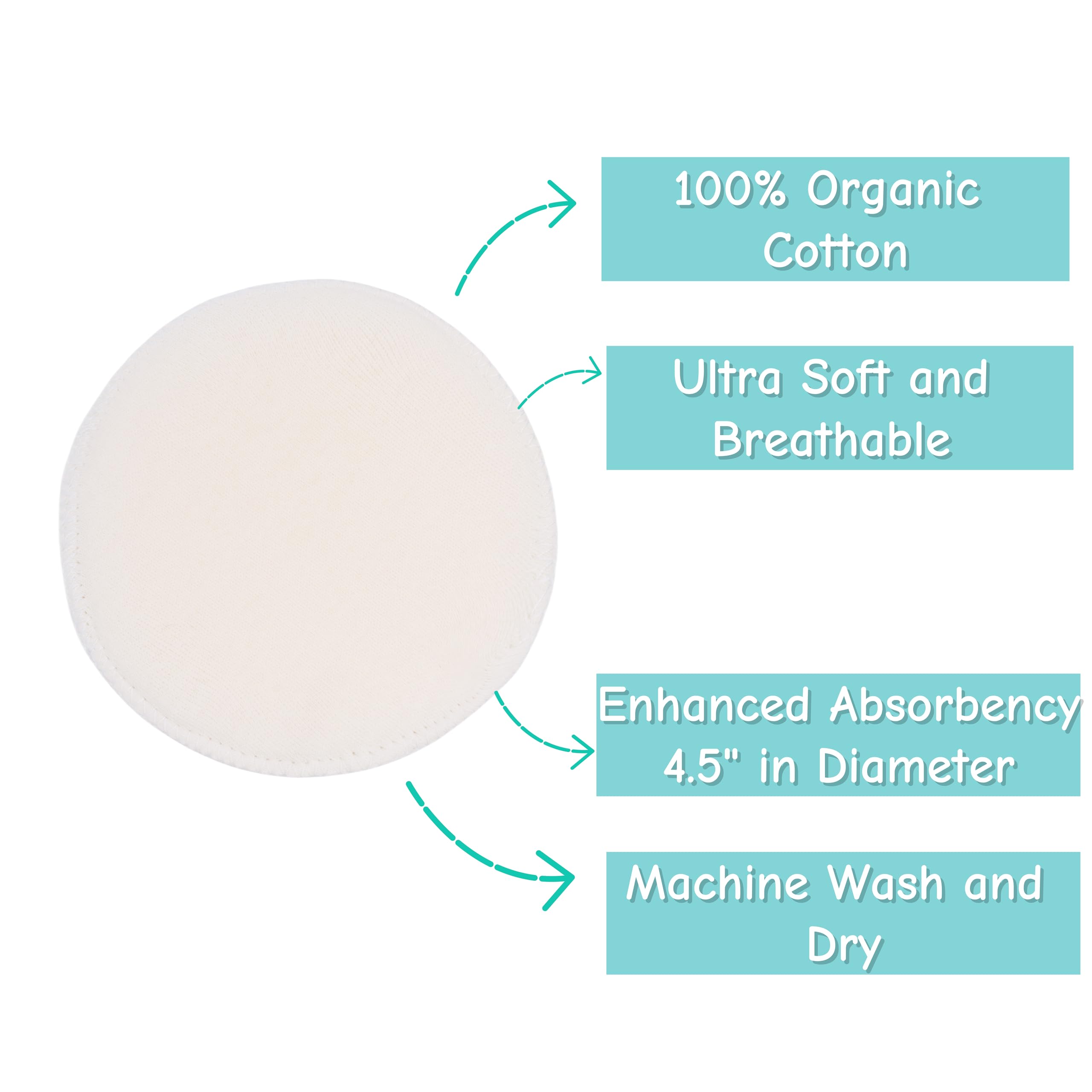 TL Care Nursing Pads Made with Organic Cotton - Soft, Breathable, Absorbent & Washable, Natural Color, 6 Count