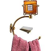 Hand Towel Holder with Vintage Candle Holder for Wall, Towel Hook for Bathroom Wall, Rustic Towel Ring with Elegent Candle Ho