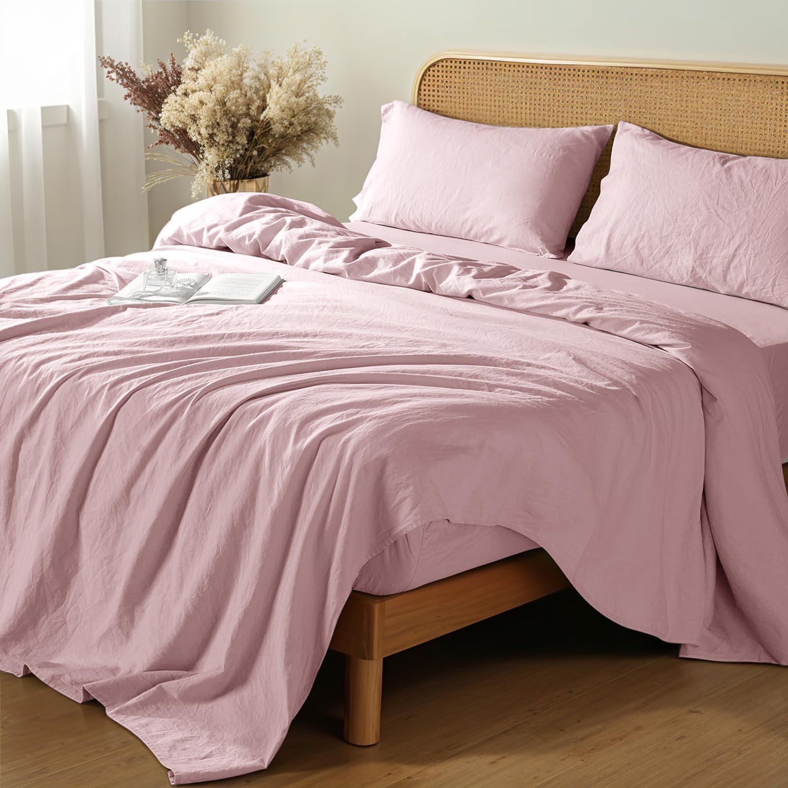Shilucheng 100% French Linen Sheets - Queen Size