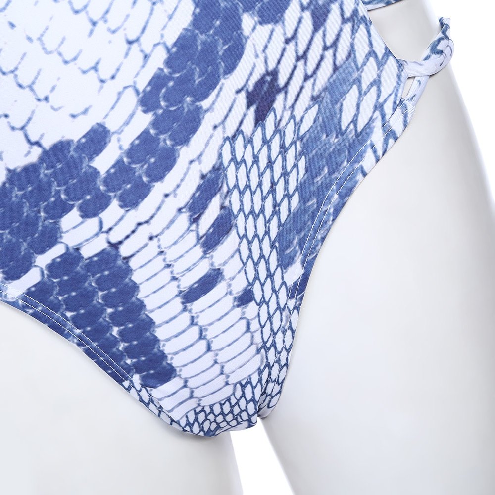 zorbes women swimming sexy halter snake pattern siamesed bikini