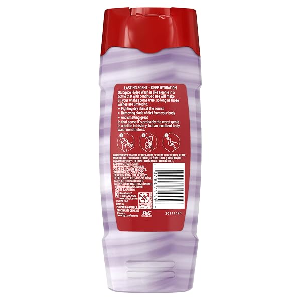 OLD SPICE MOISTURIZING BODY WASH FOR MEN, HYDRO WASH, 2-IN-1 LONG LASTING SCENT & DEEP HYDRATION, 24/7 SHOWER FRESH, SMOOTHER SWAGGER SCENT, 16 OZ (PACK OF 4)