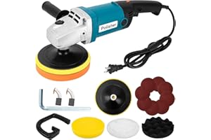 9TH SHOP Buffer Polisher, Car Buffers and Polishers Kit, 1600W 7 Inch/6 Inch Rotary Buffer Polisher Waxer, 6 Variable Speed 600-3000 RPM with Grip, Polisher for Car Detailing, Polishing, Waxing