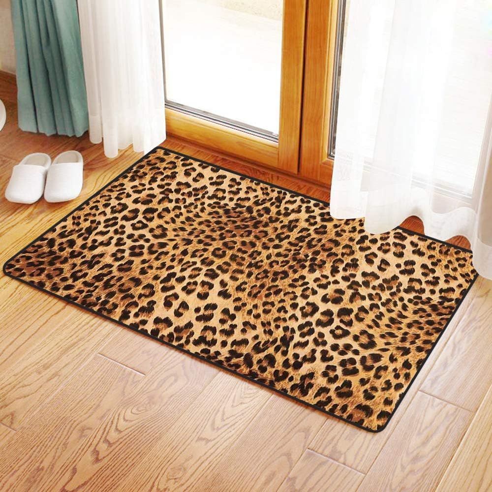 Non-Slip Mat Microfiber Bathroom Rug Shower Mat, Animal Print Decor,Wild Animal Leopard Skin Pattern Wildlife I, Ultra Soft and Water Absorbent Bath Rug,Machine Wash/Dry 24x 39 inches