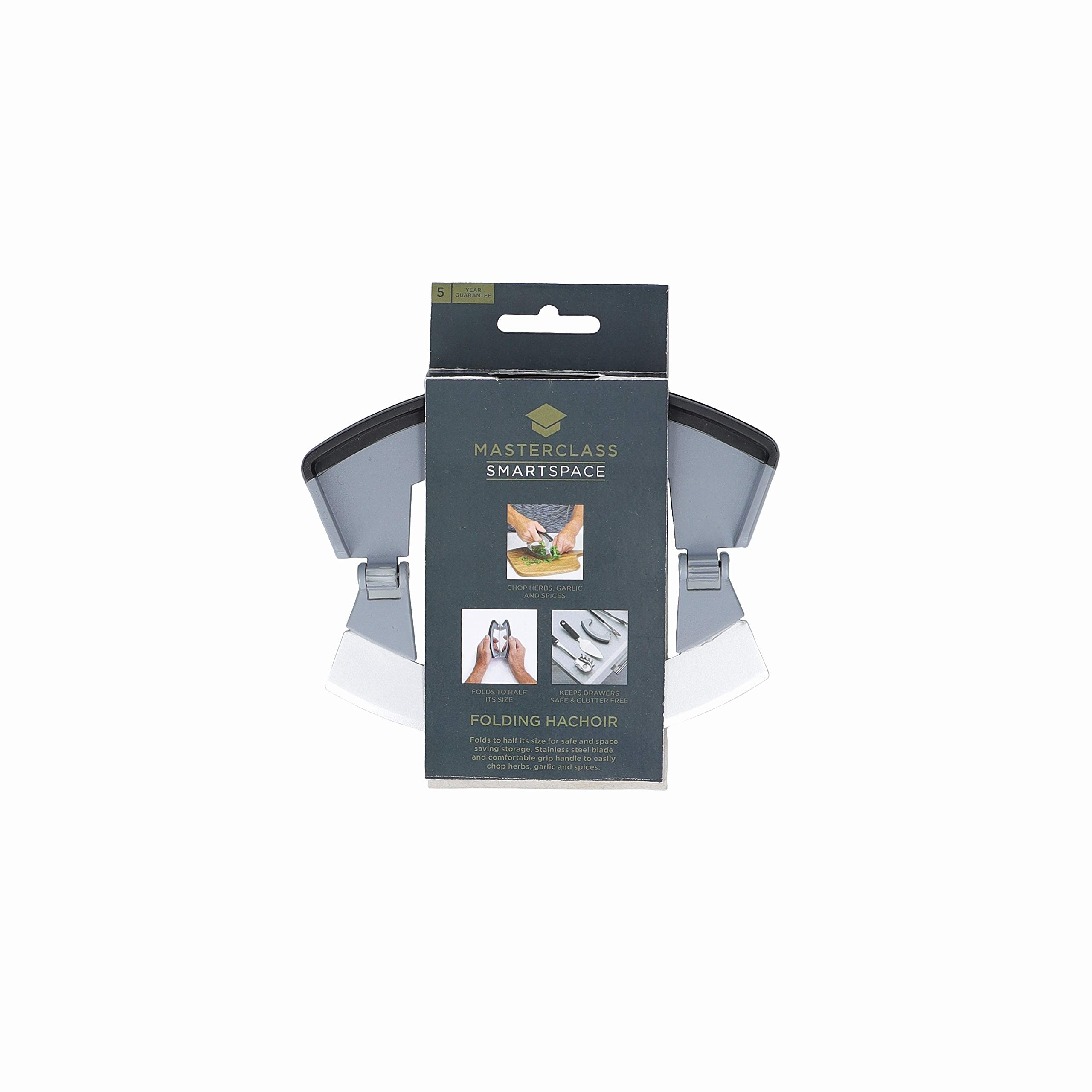 MasterClass Smart Space Folding Mezzaluna Herb Chopper, Stainless Steel/Plastic, Grey, 15.5 x 12.5 cm