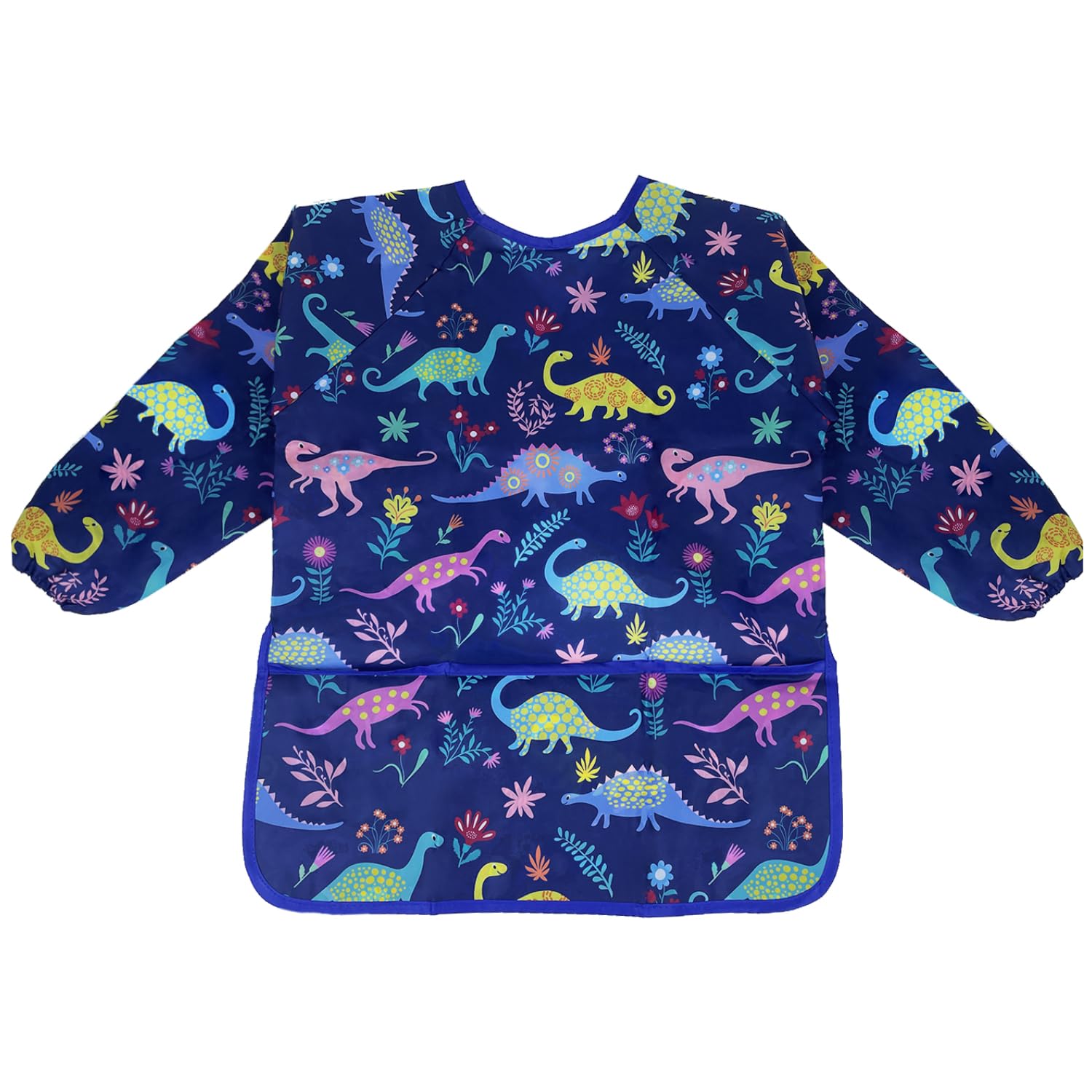 Kids Apron, Ages 3-8 Waterproof Children's Aprons With Long Sleeve and Pocket for Painting, Cooking, Eating, Arts & Crafts (Dark Blue)