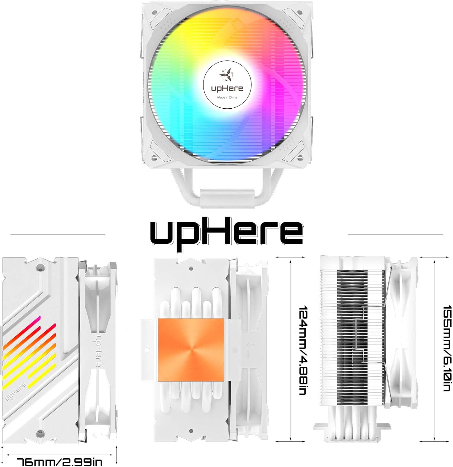 Intel Led Cpu Fan upHere ARGB LED CPU Fan cooler 6 Direct Contact Heat Pipes 120mm PWM ...
