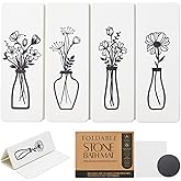 Foldable Stone Bath Mat - 24x16 Inch, Diatomaceous Earth Fast Absorbent Large Black and White Floral Farmhouse Stone Bath Mats for Bathroom Decor Quick Dry Non-Slip Shower & Bathtub & Drying Mat