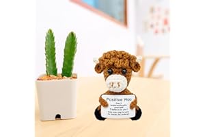 Crochet Highland Cow Desk Accessory,Mini Handmade Emotional Support Gift,Funny & Uplifting for Women,Friends & Coworkers