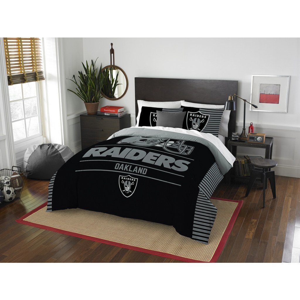 Oakland Raiders Comforter Set Bedding Shams NFL 3 Piece