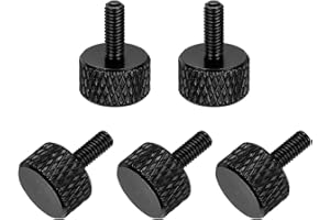 MECCANIXITY 5 Pcs M3x8mm Flat Head Knurled Thumb Screws, Solid Aluminum Alloy Fully Threaded Thumbscrew Bolts Fasteners for PC Computer Cases Graphics Card, Black