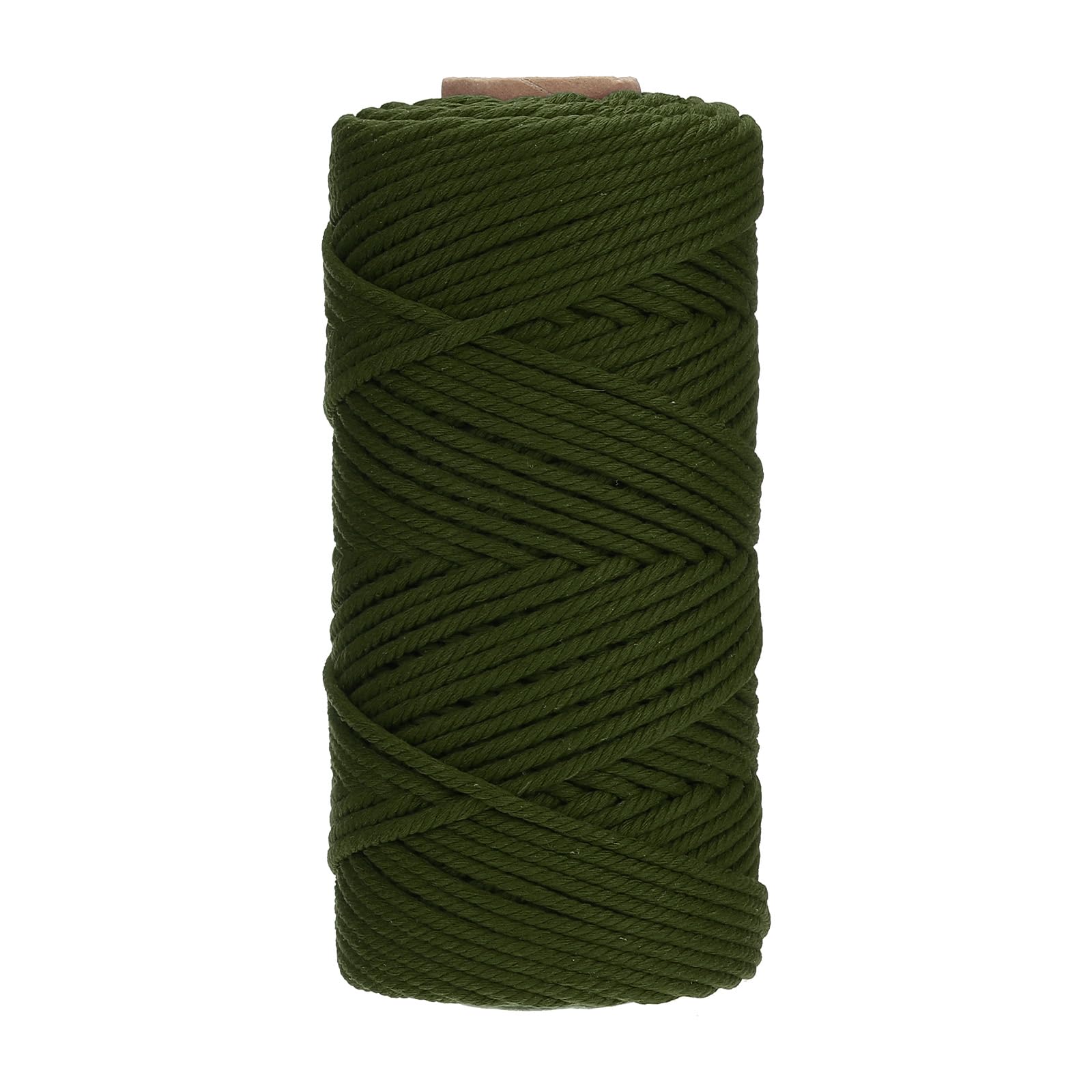 PATIKIL 4mm x 109 Yard Macrame Cord, Soft Cotton Colored Macrame Yarn String 4 Strand Twisted for Wall Hanging Plant Hanger Dreamcatcher DIY Knitting Supplies, Army Green