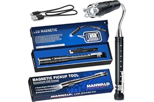 MANWALD Rechargeable Magnetic Pickup Tool, Telescoping Magnetic Flashlights with Extendable Magnet Stick, Fathers Day Dad Gifts from Daughter Wife Son, Cool Gadgets Gifts for Him, Men, Dad, Husband, Boyfriend