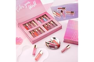 Color Nymph 16 PCS Lip Glosses Collection, Shimmery Lip Glosses for Women and Girls, Long Lasting Color Lip Gloss Set with Rich Varied Colors (Iridescent Pink)
