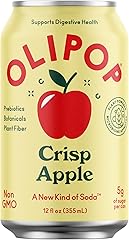 OLIPOP Prebiotic Soda Pop, Crisp Apple, A New Kind of Soda Packed with Prebiotics, Fiber, and Botanicals, Gluten Free, Vegan,