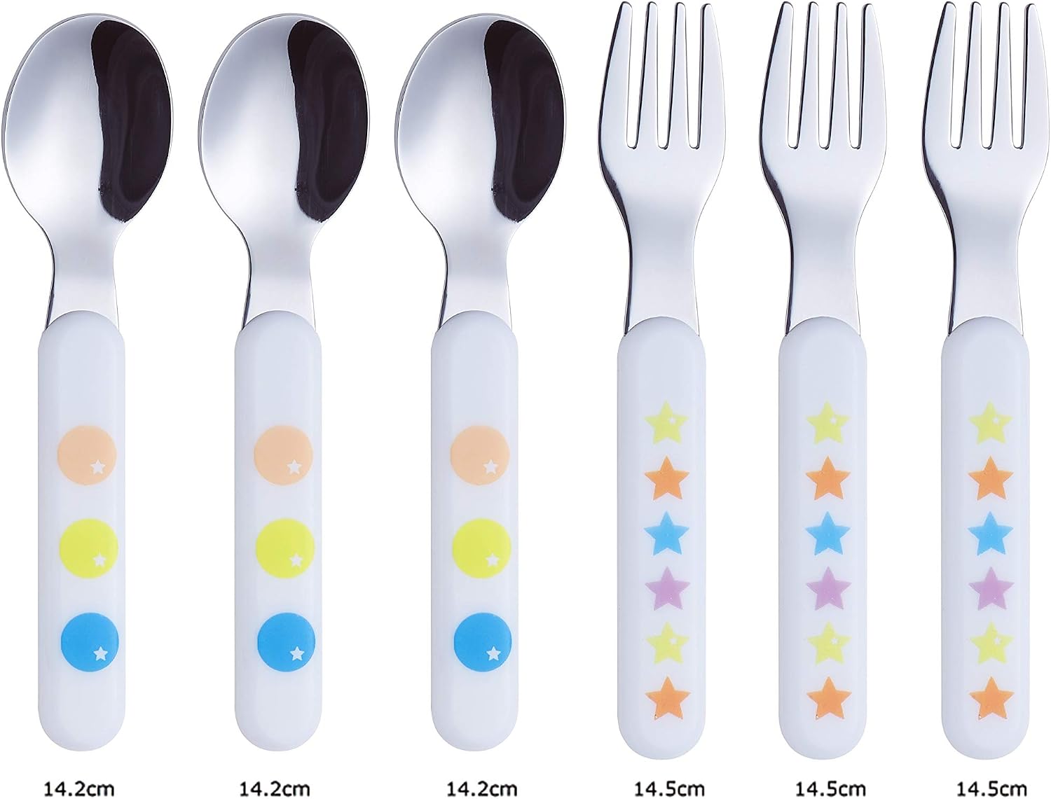 EXZACT Kids Cutlery 6pcs Stainless Steel 18/10 Toddler Children's Cutlery, 3 x Forks, 3 x Spoons, BPA Free, Dishwasher Safe - Image 3