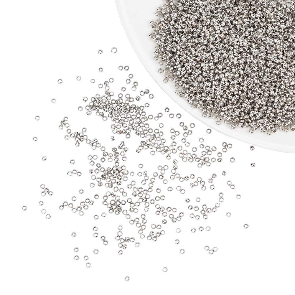 NBEADS 10000 Pcs 2mm Brass Metal Barrel Crimp Stopper Beads Spacer for Jewelry Making, 1.2mm Long, Hole: 1.2mm