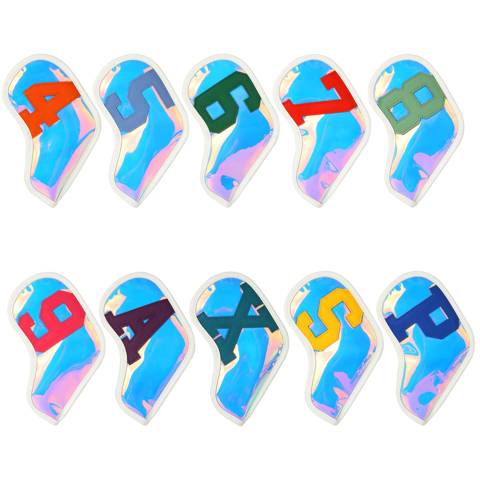 Andux 10Pack PU Golf Irons Club Head Covers with Large Number Silver RH MT/S15