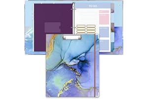 ZAXMEY 3 Ring Binder, 1 Inches Round Ring Binder with Clipboard, Dividers Tabs, PVC Zipper Bag Sleeves & to Do List Planners, Decorative Binder for Women, Men, School, Office Supplies, Colorful Marble