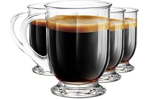 NBABSR 16 OZ Clear Glass Large Coffee Mugs Set of 4, Super Big Beer Cups with Handle for Hot Beverages,Tea, Cappuccino, Latte