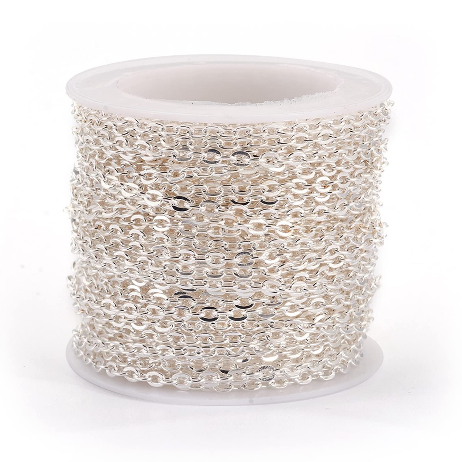 PH PandaHall 10m Silver Chain Cross Chain for Jewellery Making, Iron Necklace Chains Bracelet Chains for Men Women Jewellery Making DIY Crafting