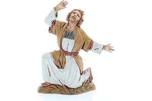 Moranduzzo Kneeling in Wonder for Nativity Scene of 4 Inch Scale 1:20 - Unbreakable Nativity Figures - Arabic Style, Hand-Finished Painting, Official Product, Made in Italy, Sculptor M. Landi