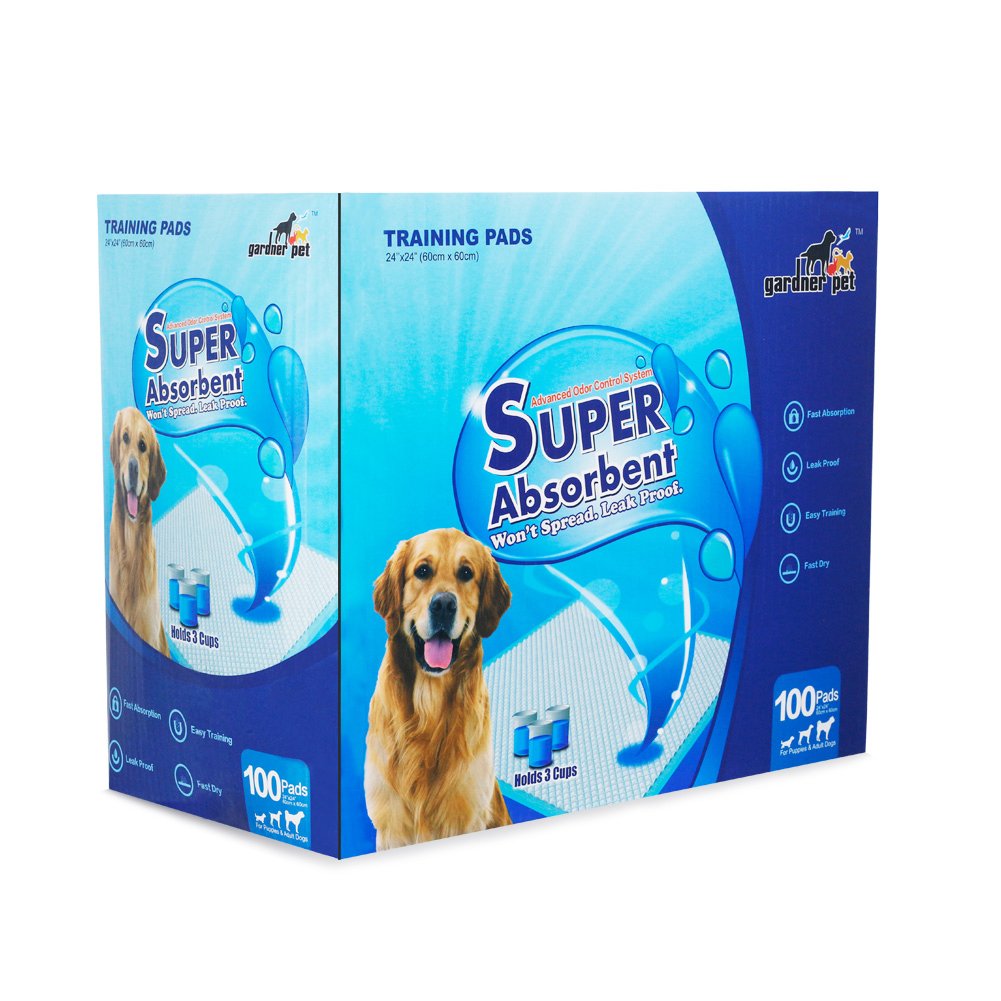 Gardner Pet 100 Pack Dog Pee Pads 24 x24 inches Large Training Free