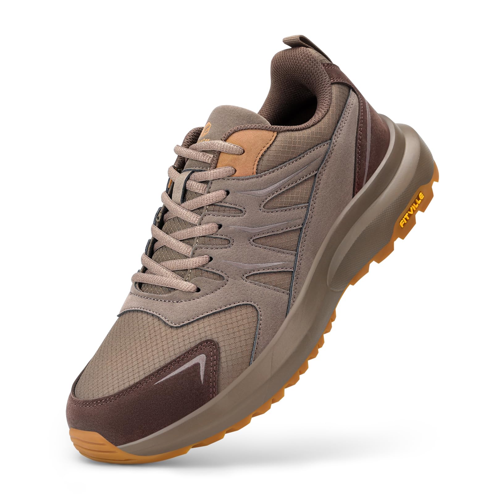FitVille Wanderschuhe Herren Extra Breit Wasserdicht Trekkingschuhe Outdoorschuhe rutschfeste Knöchel Bergschuhe Atmungsaktiv Leicht Walkingschuhe Weite Sneaker Hiking Shoes Braun 43 EU Weit