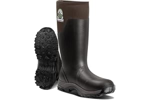 TerraTrax Men's Waterproof Insulated Rubber Hunting Boots – 6mm Neoprene Rain Boots for Outdoor Work, Fishing, Farming & Gardening