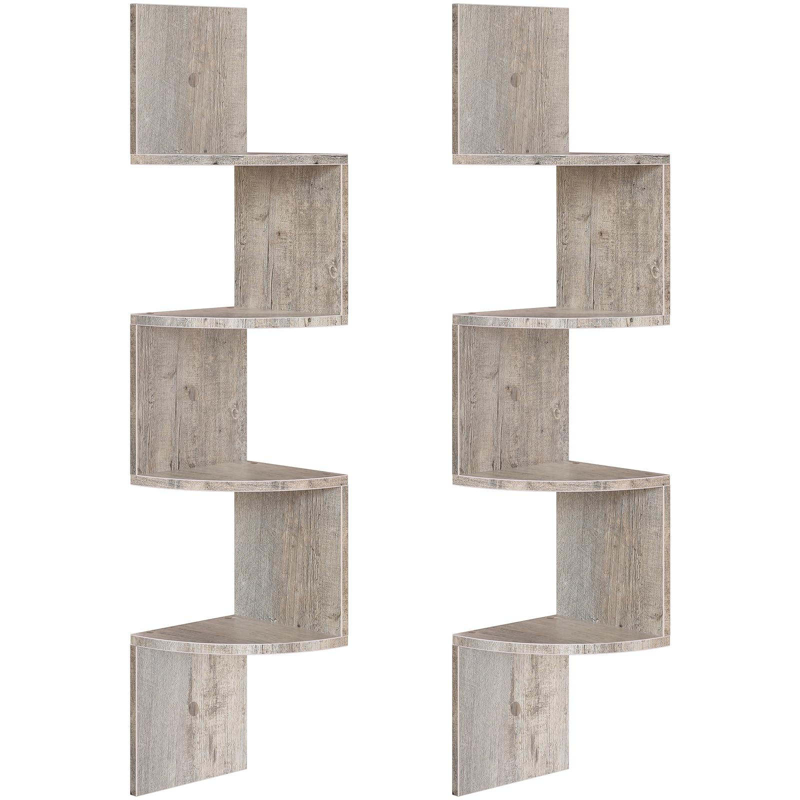 Photo 1 of HOOBRO Corner Shelf Wall-Mounted, Set of 2 Floating Corner Shelves, 4-Tier Corner Bookshelves for Wall Decor in Living Room, Bedroom, Bathroom, Home Office, Greige BG25BJP201