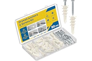 Pawfly Self Drilling Drywall Anchors, Heavy Dry Wall Anchors and Screws Kit for Drywall up to 75 lbs, Plastic Sheetrock Ancho
