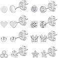 PRETOLE 8 Pairs Sterling Silver Stud Earrings for Women,14K Gold Plated Stud Earrings Set for Women Hypoallergenic Stud Earrings Cubic Zirconia Stud Earrings Small Stud Earrings for Women