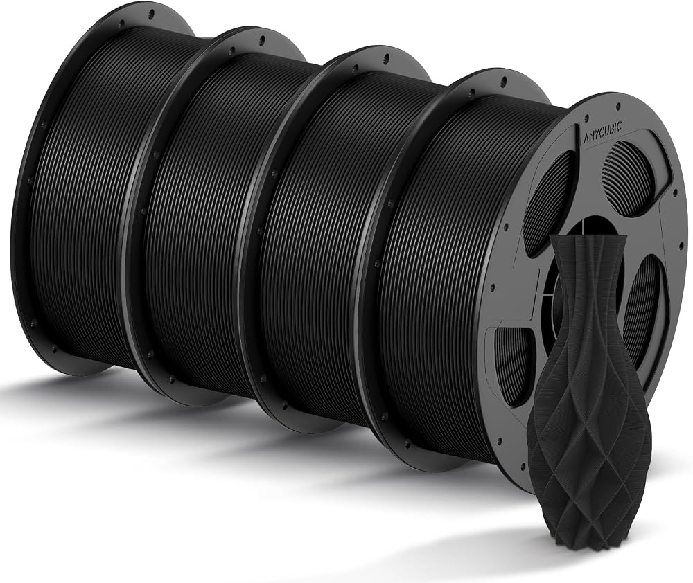 ANYCUBIC PLA Filament 1.75mm 4 Pack 1kg Black Dimensional Accuracy 0.02mm