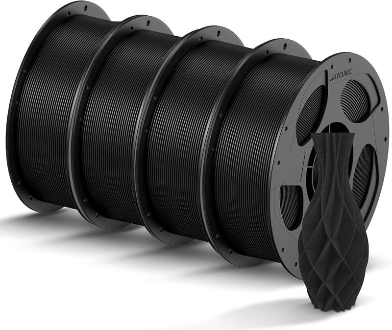 ANYCUBIC PLA Filament 1.75mm 4 Pack 1kg Black Dimensional Accuracy 0.02mm