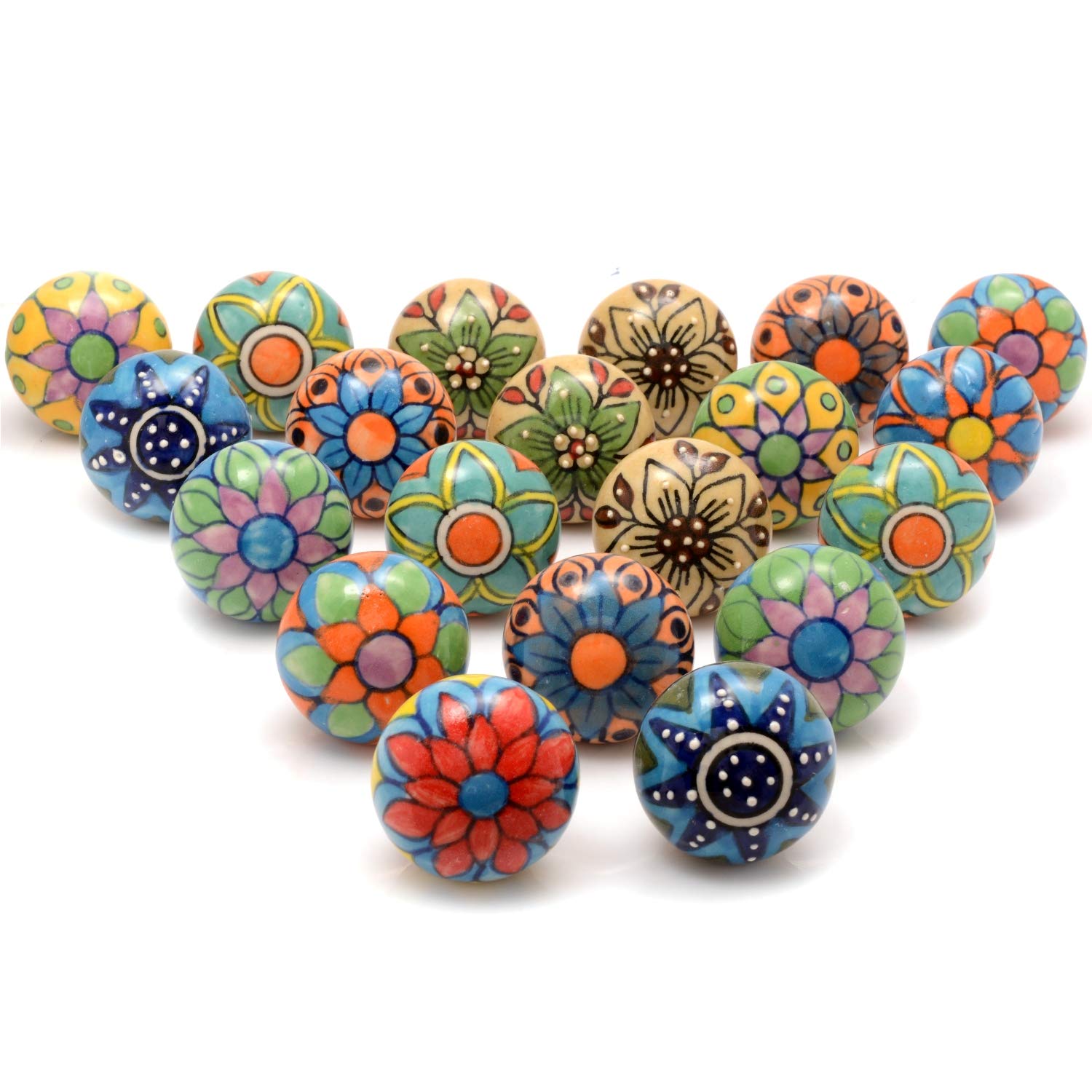 The Boho Street Ceramic Door Handles - Various Ceramic Buttons, Mixed Designs, Cabinet knobs, Drawer Handles 20 Multicolor