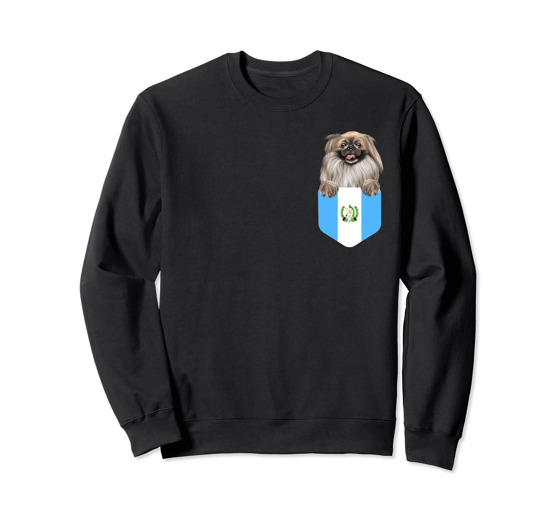 Guatemala Flag Pekingese Dog In Pocket Sweatshirt