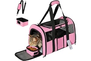 Simpelg Pet Carrier Airline/TSA Approved Small Dogs, Kitten, Carriers for Small Medium Cats Under 15lb, Collapsible Soft Sided Cat Travel Carrier Pink