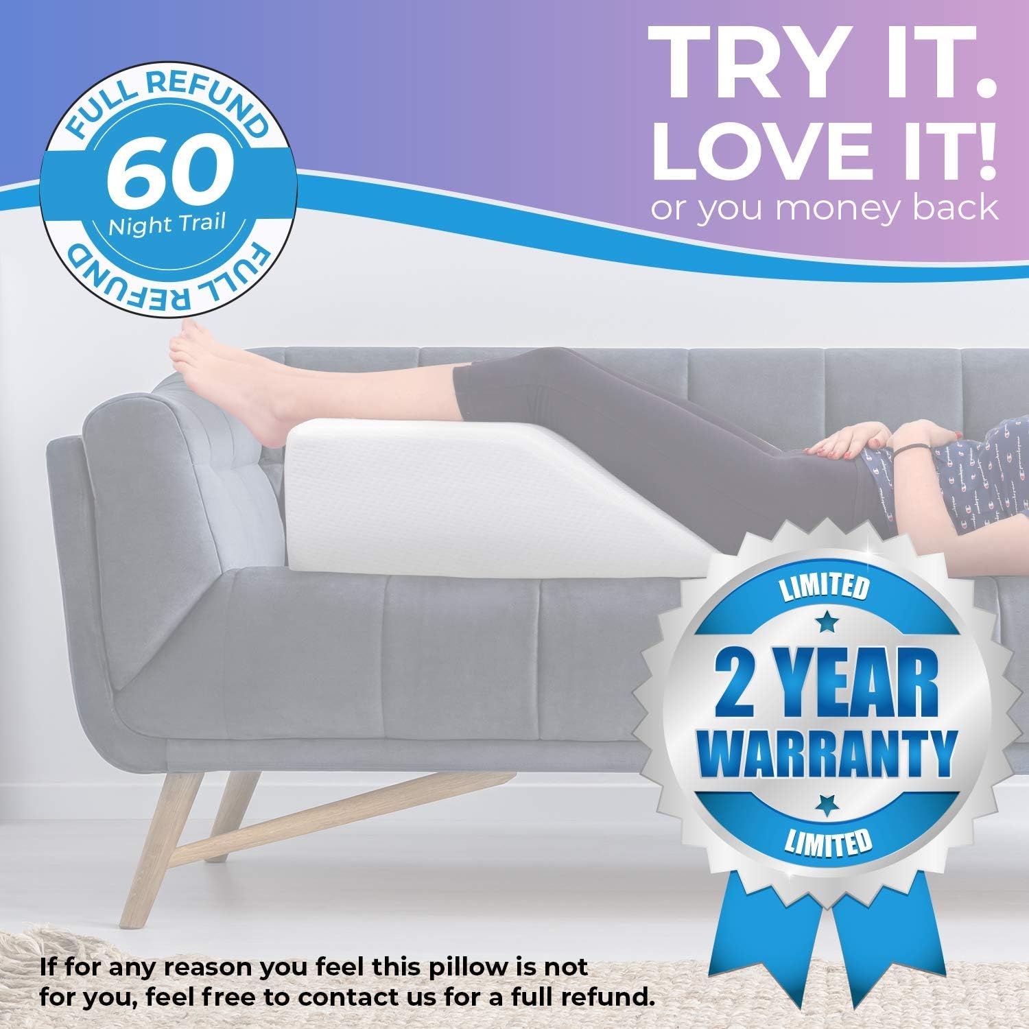 Leg Elevation Pillow - with Memory Foam Top, High-Density Leg Rest Elevating Foam Wedge- Relieves Leg Pain, Hip and Knee Pain, Improves Blood Circulation, Reduces Swelling - Breathable, Washable Cover: Home & Kitchen