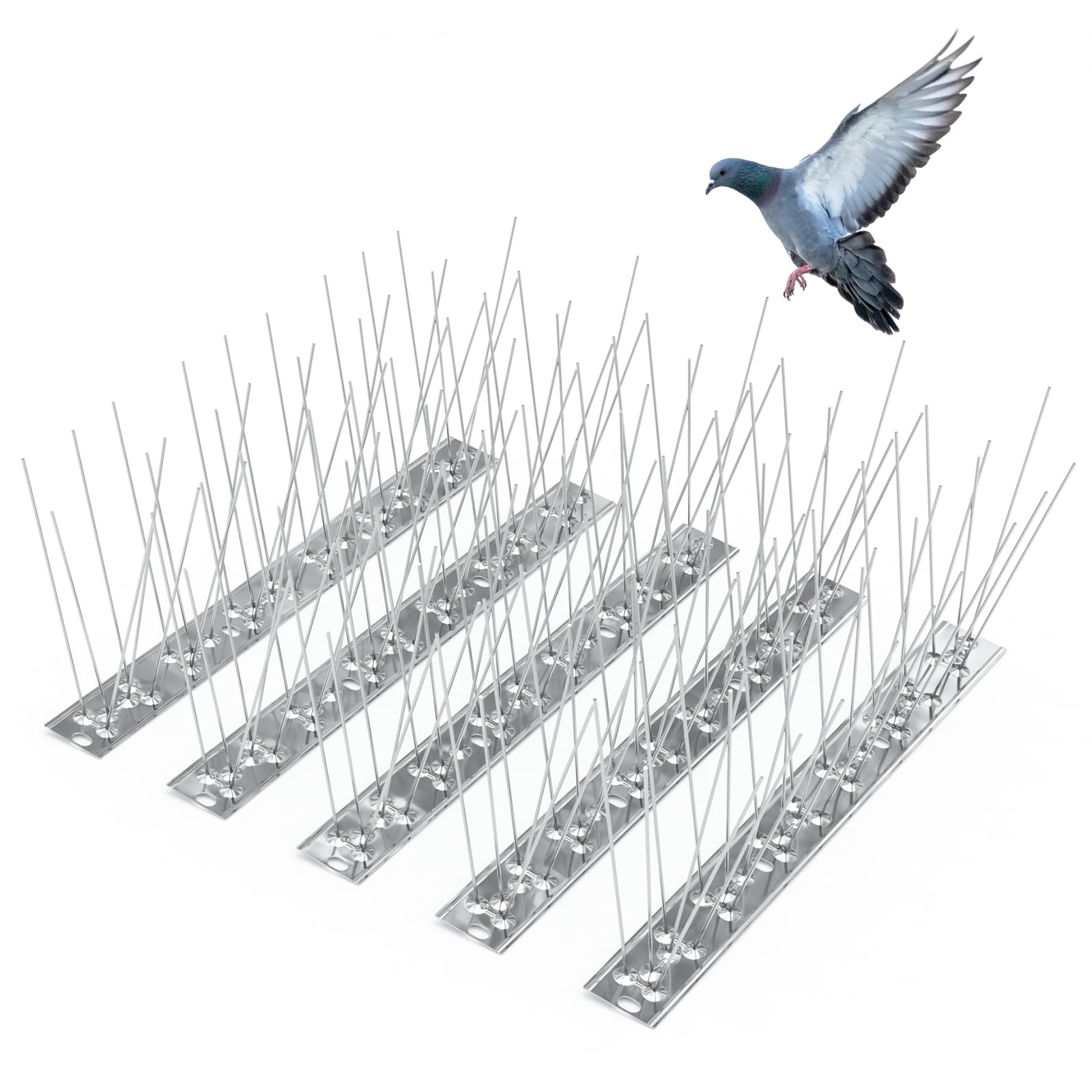 QianRuiDa Bird Spikes with Stainless Steel Base Fence Spike Anti Bird Spike Bird Spikes for Pigeon and Small Birds Squirrel Raccoon Cats Crow-3M