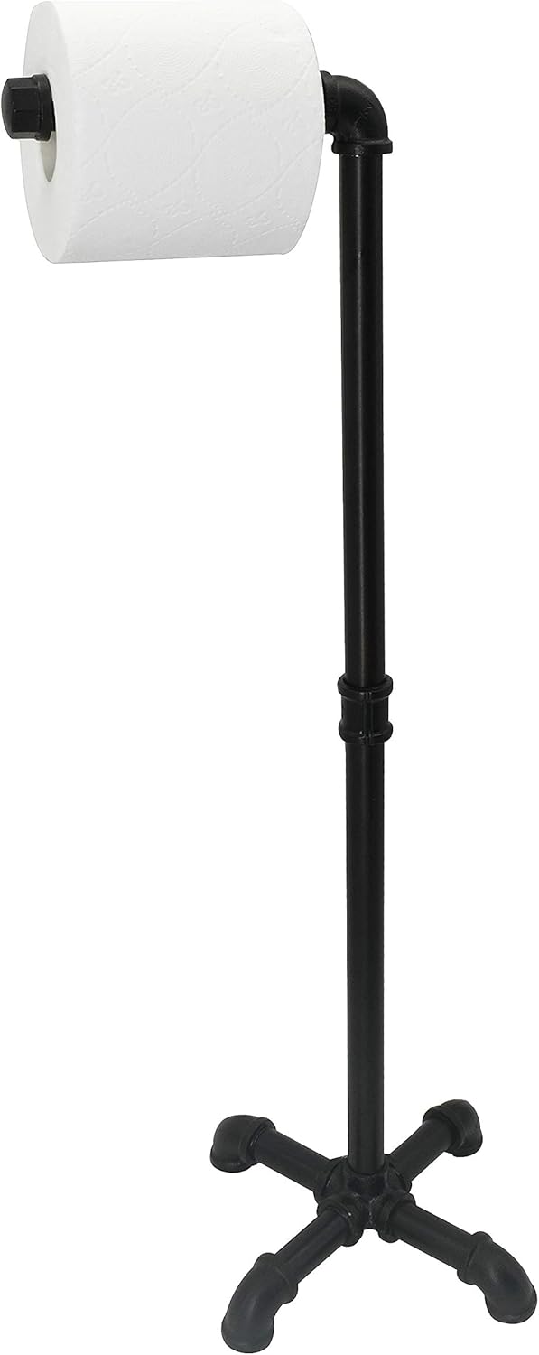AddGrace Industrial Standing Toilet Paper Holder Iron Pipe Heavy Duty