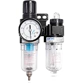 JRready Pneumatic Crimping Machine Accessory Tool, AFC20002WT Air Compressor Regulator with Gauge 1/4" Air Pressure Regulator Water Separator for Air Compressor Pneumatic Crimping Tools