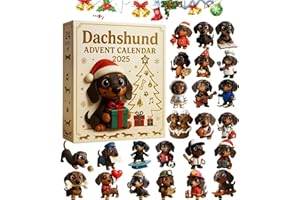 2026 Dachshund Christmas Countdown Calendar - 24-Day 2D Acrylic Pendant, Cartoon Dog-Shaped Advent Calendar, Gift for Dog Lov