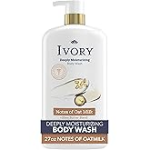 Ivory Body Wash, Deeply Moisturizing, 24hr Nourishing Hydration, Soothes Itchy Dry Skin, Made with Shea Butter Blend, Free of Dyes Heavy Perfumes Parabens & Phthalates, Oatmilk Scent, 27 oz
