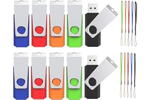 Wooolken USB Stick 32GB 10 Pack,USB 2.0 Flash Drive with Lanyards Swivel Thumb Drives 32GB USB Drive Memory Stick Bulk USB St