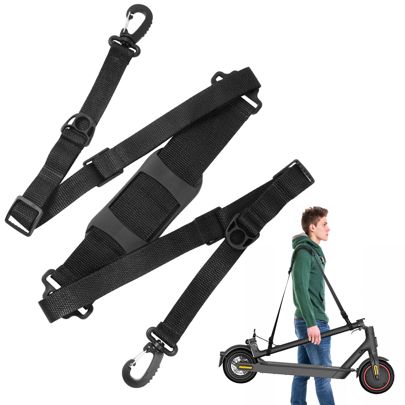 Ainiv Scooter Shoulder Strap, Electric Carry Strap Universal, Portable Pull Along Adjustable Belt for Bikes Foldable Bicycle Xiaomi M365 Accessories(Black) (F5EU-3226771)