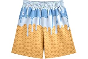 Ice Cream Drip Baseball Shorts Kids Boys and Girls Cute Ice Cream Summer Toddler Drip for Boys Shorts 2-14 Years